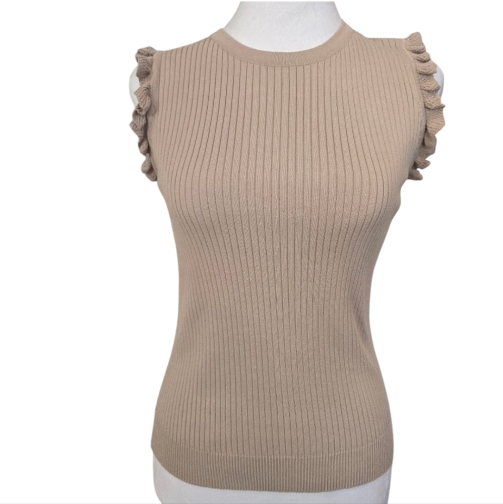 La Miel Diane Womens Ribbed Ruffle Sleeveless Top Size Small NWOT